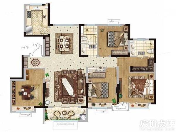 户型图-四房两厅两卫